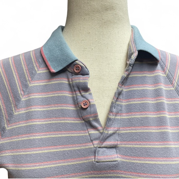 loafers by Ryk Tops - Vintage Loafers by Ryk Womens 70s Retro Purple Striped Polo Shirt Small Nerdcore